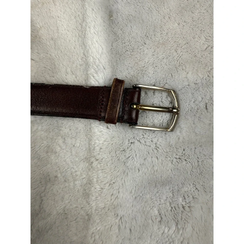 Christopher Hayes Mens Brown Genuine Leather Dress Belt Silver Buckle 2520
